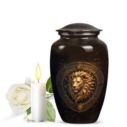 Personalized Lion Memorial Urn for Human Ashes - 10-inch, 200 cu in - Yatskia