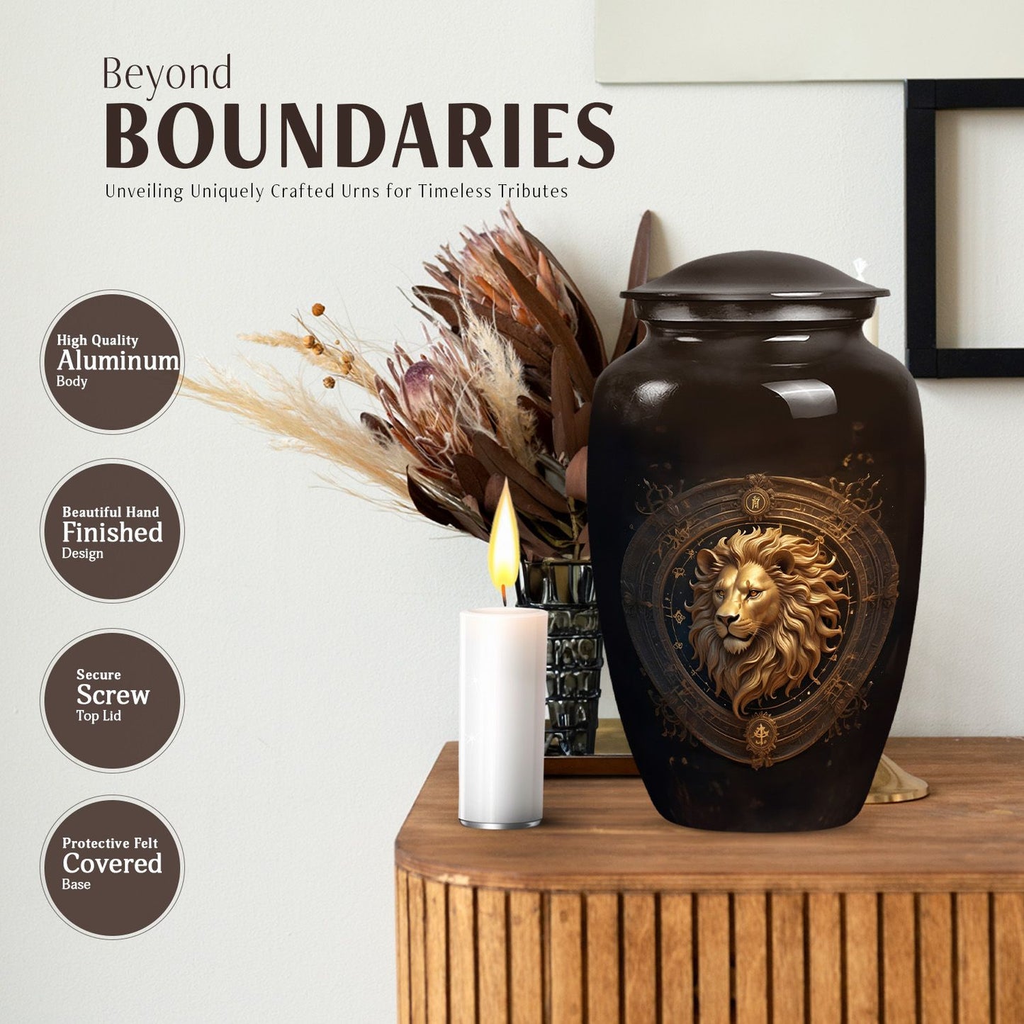 10-inch Zodiac-themed classic memorial urn.