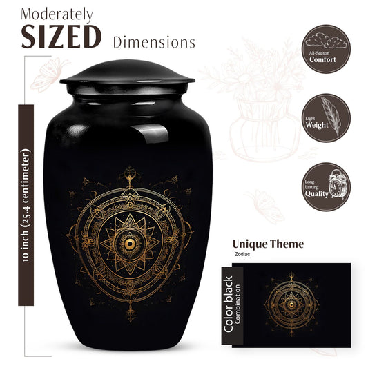 10-inch Zodiac theme urn.