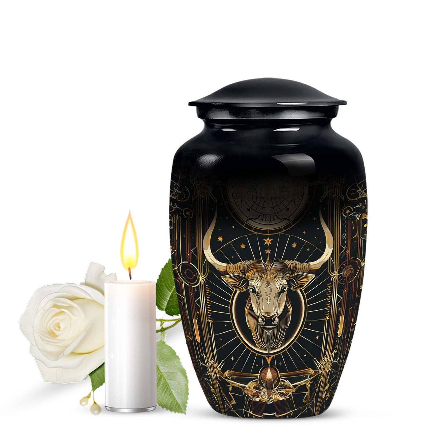 Personalized Zodiac Cremation Urn for Human Ashes - 10-inch, 200 cu in - Yatskia