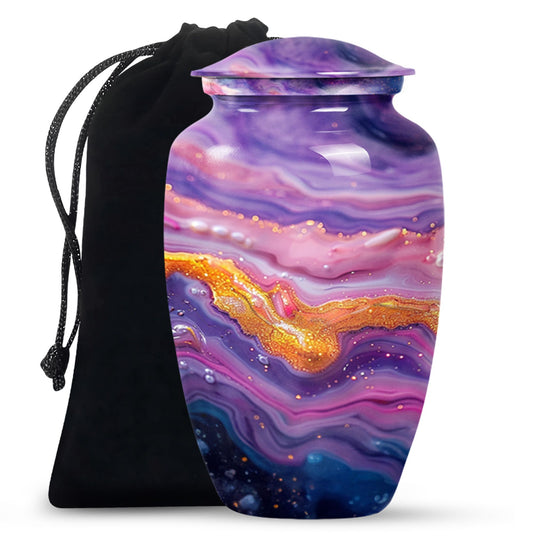 Purple Abstract Memorial Ashes Urn For Mom - Cremation Urns For Women