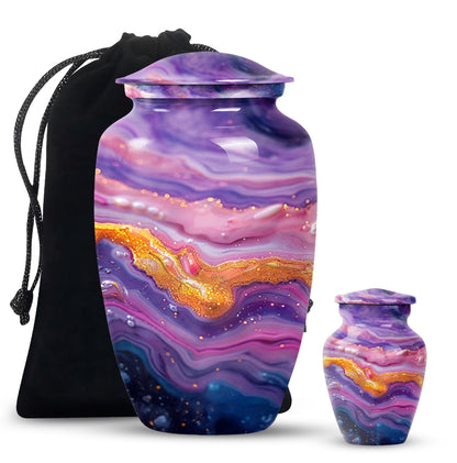 Purple Personalized Mother Cremation Urn for Mom - 10-inch, 200 cu in - Yatskia