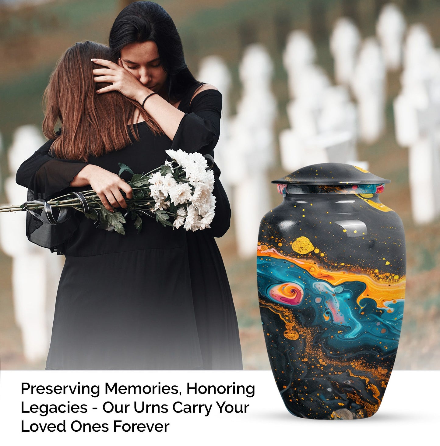 Classic Vibrant Swirl Urn.