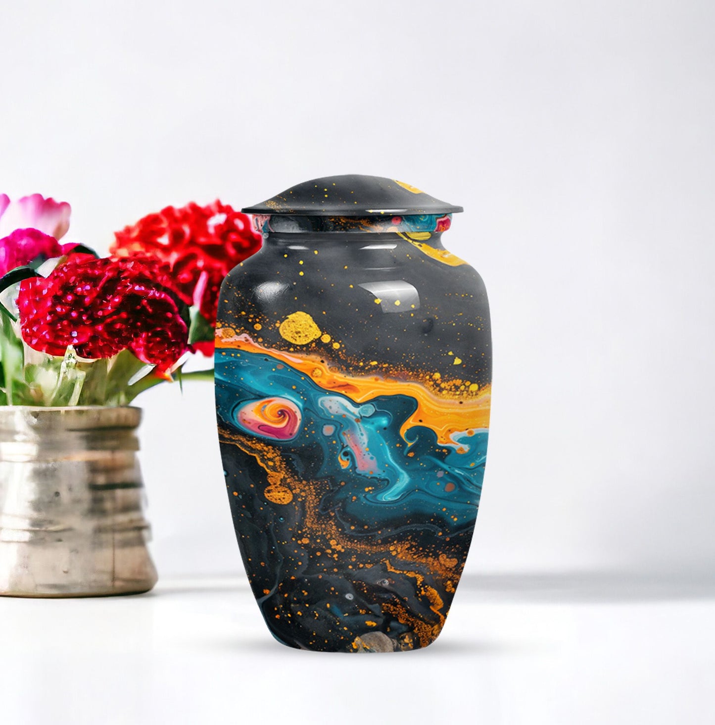 Classic Vibrant Swirl Urn.