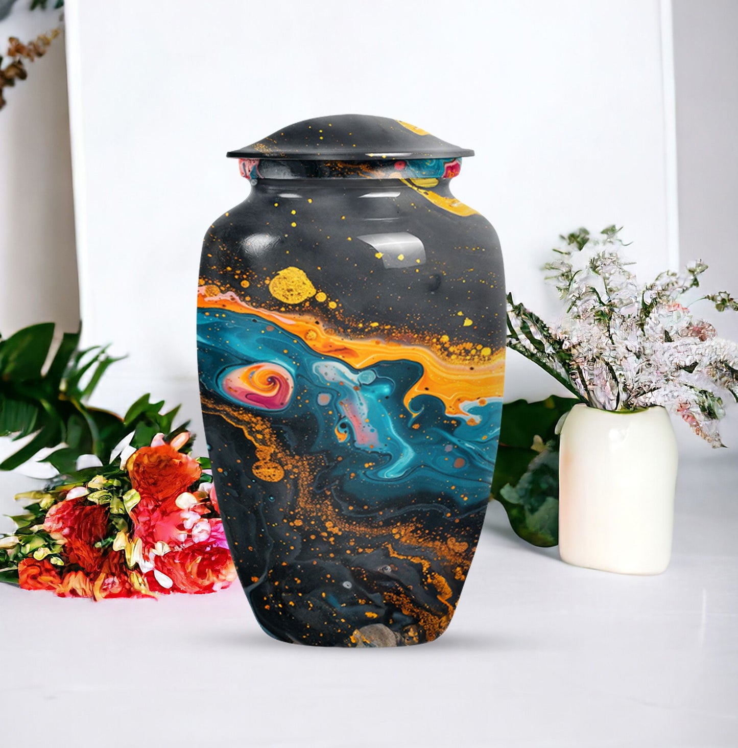 Classic Vibrant Swirl Urn.