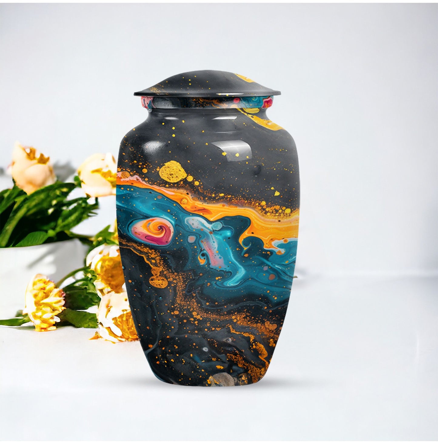 Classic Vibrant Swirl Urn.