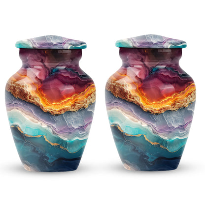 10 inch Vibrant Swirl urn, classic aluminium funeral urn