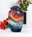 10 inch Vibrant Swirl urn, classic aluminium funeral urn