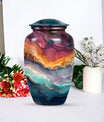 10 inch Vibrant Swirl urn, classic aluminium funeral urn