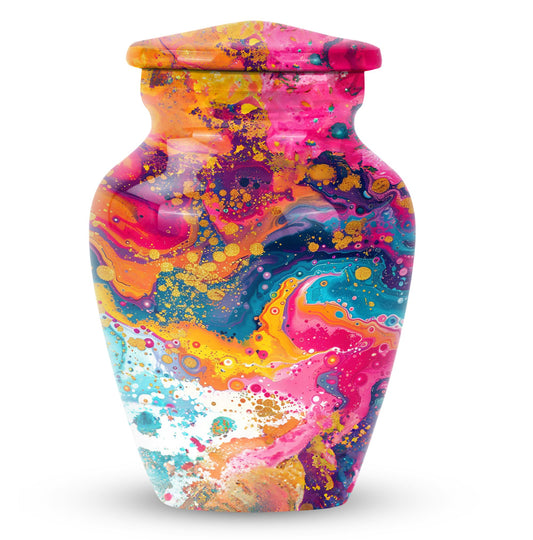 Colorful Abstract Urn For Ashes Adult Male - Large Memorial Urn Keepsake