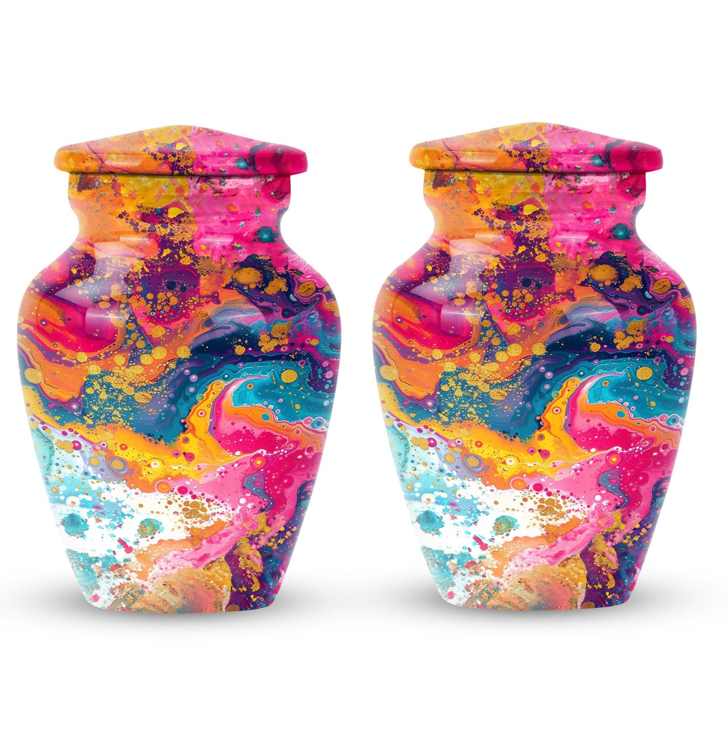 10 inch vibrant swirl urn made of aluminum for adult ashes