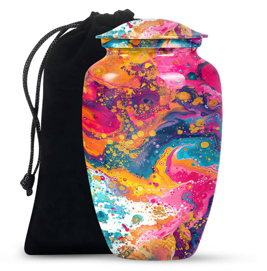 Colorful Abstract Urn For Ashes Adult Male - Large Memorial Urn Keepsake
