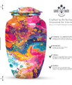 10 inch vibrant swirl urn made of aluminum for adult ashes