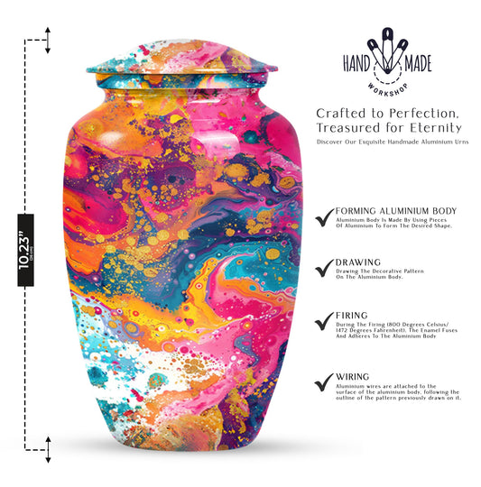 10 inch vibrant swirl urn made of aluminum for adult ashes