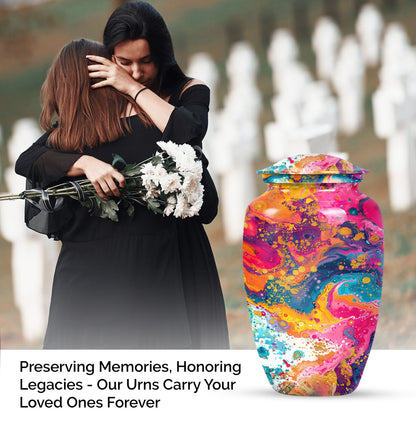 10 inch vibrant swirl urn made of aluminum for adult ashes