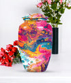 10 inch vibrant swirl urn made of aluminum for adult ashes