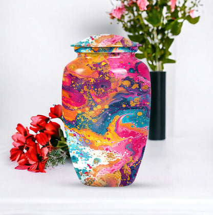 10 inch vibrant swirl urn made of aluminum for adult ashes