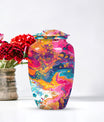 10 inch vibrant swirl urn made of aluminum for adult ashes
