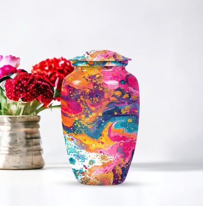 10 inch vibrant swirl urn made of aluminum for adult ashes