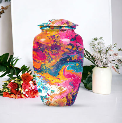 10 inch vibrant swirl urn made of aluminum for adult ashes
