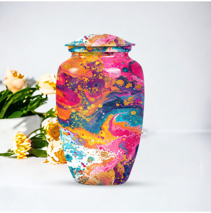 10 inch vibrant swirl urn made of aluminum for adult ashes