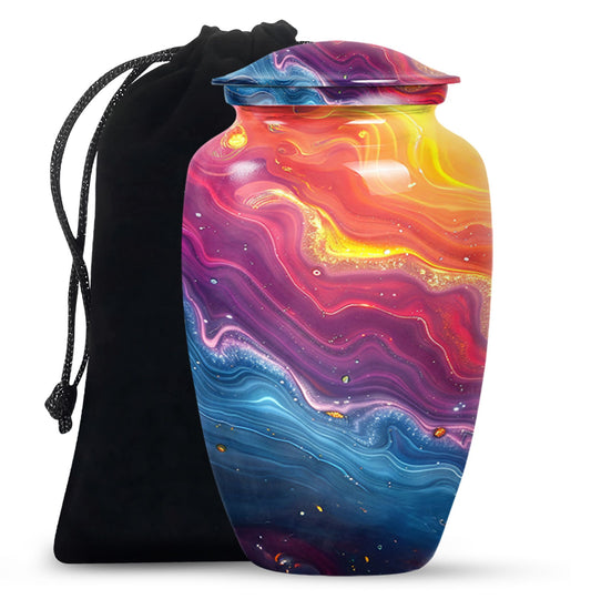 10-inch vibrant swirl urn.