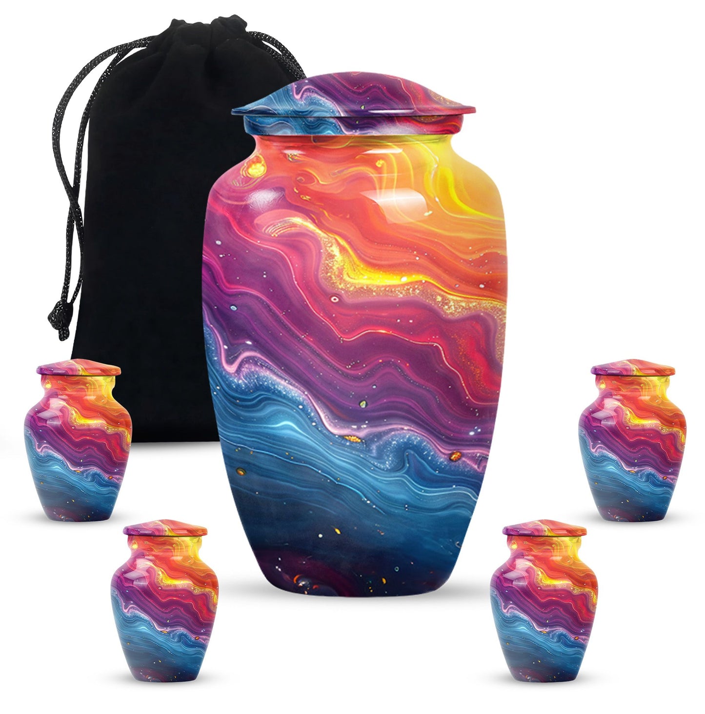 10-inch vibrant swirl urn.