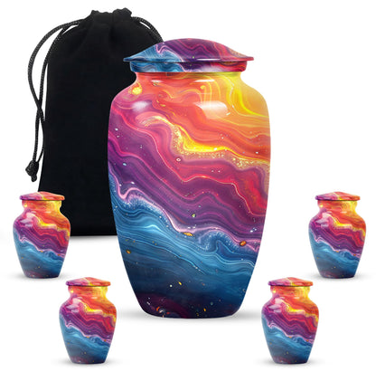 10-inch vibrant swirl urn.