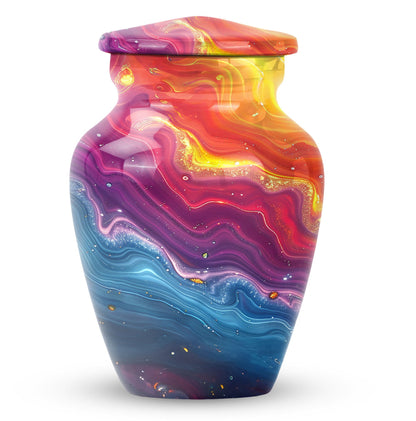 10-inch vibrant swirl urn.