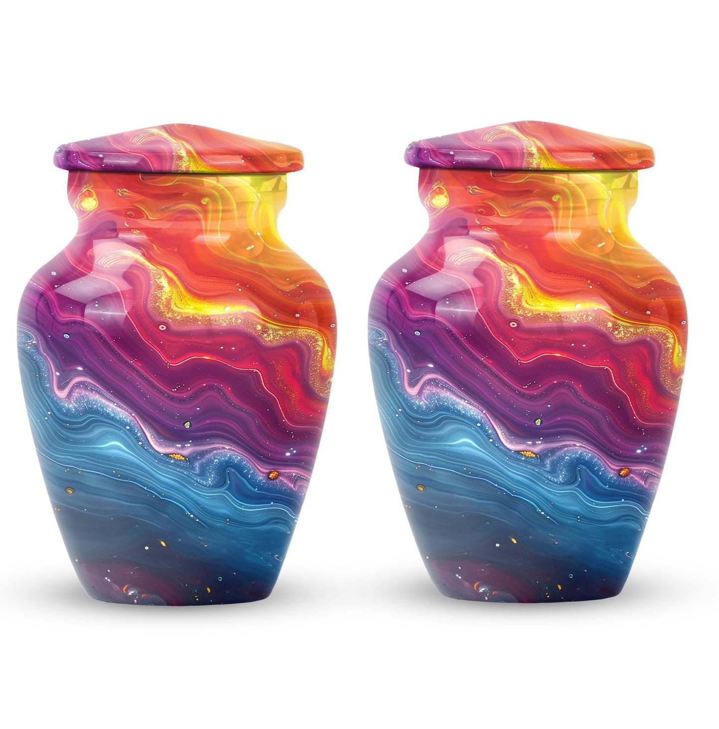 10-inch vibrant swirl urn.