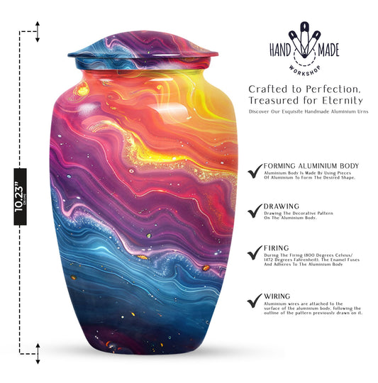 10-inch vibrant swirl urn.