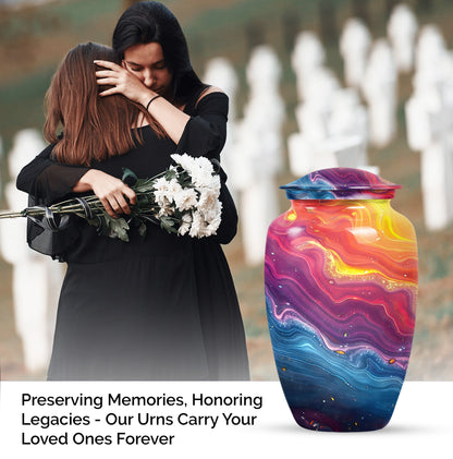 10-inch vibrant swirl urn.