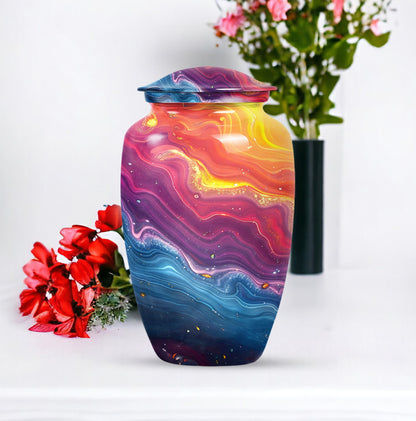 10-inch vibrant swirl urn.