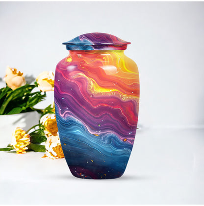 10-inch vibrant swirl urn.