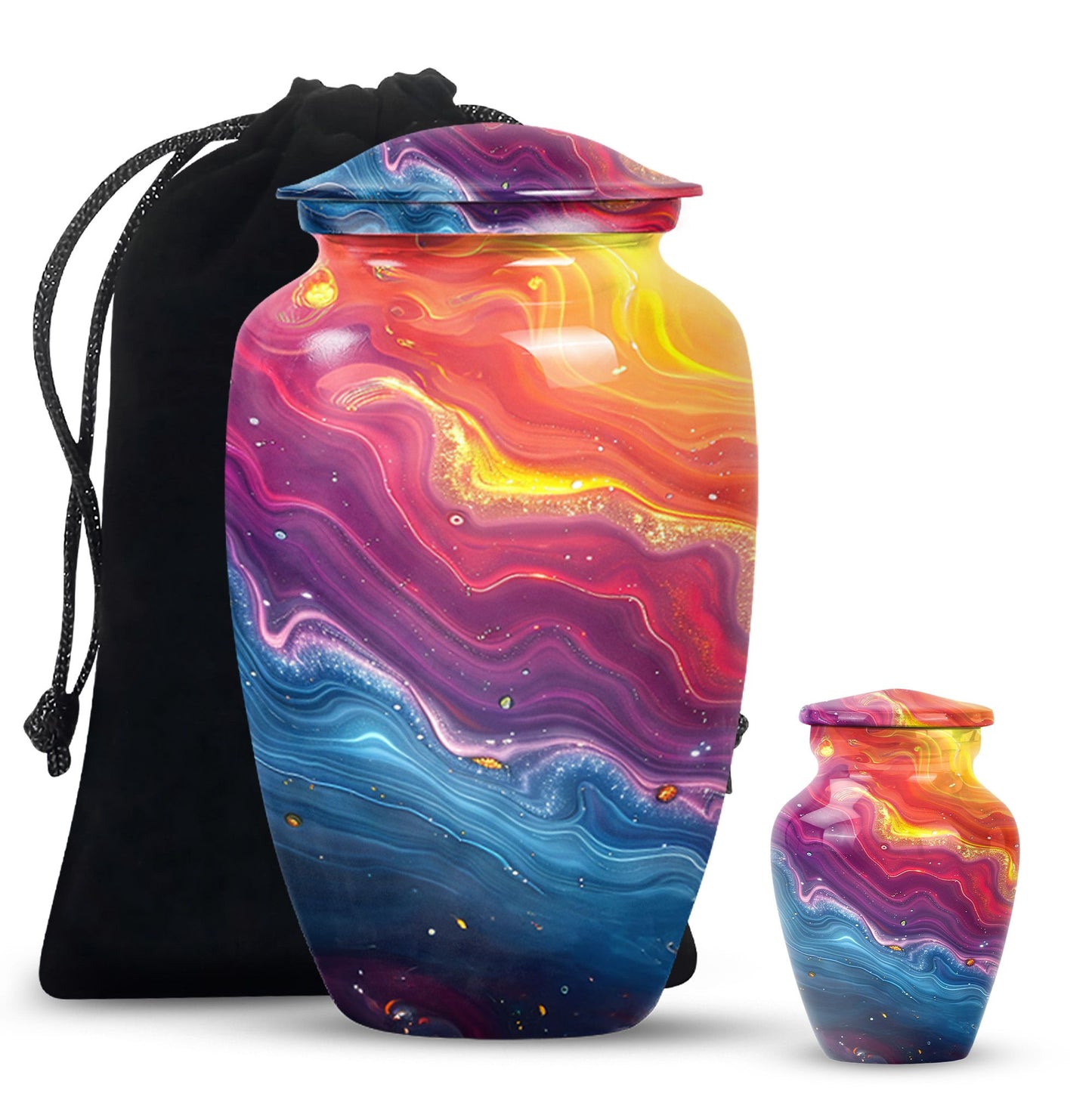 10-inch vibrant swirl urn.