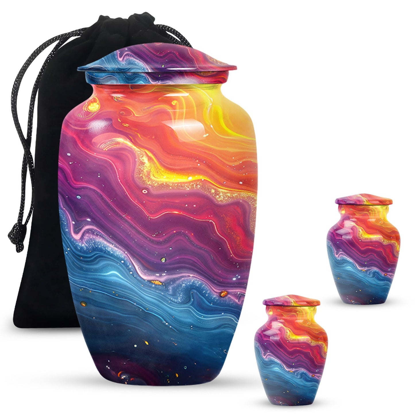 10-inch vibrant swirl urn.
