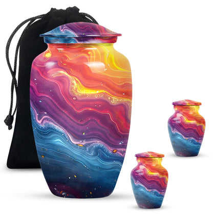 10-inch vibrant swirl urn.