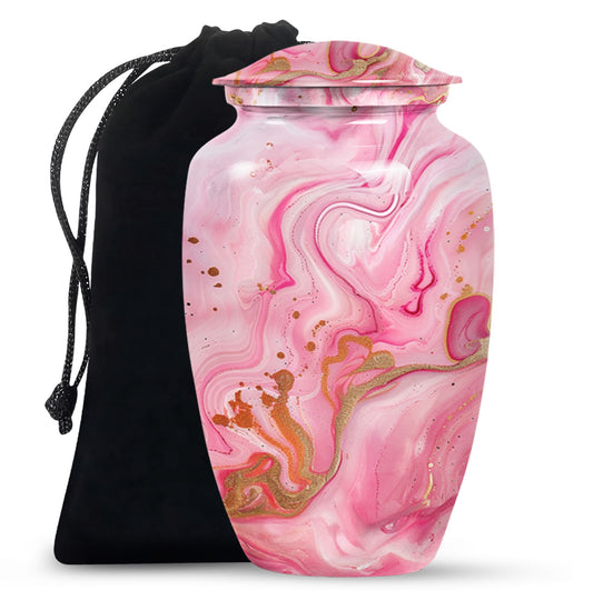 Vibrant Swirl Urn, large Abstract Aluminium burial urn for ashes for women