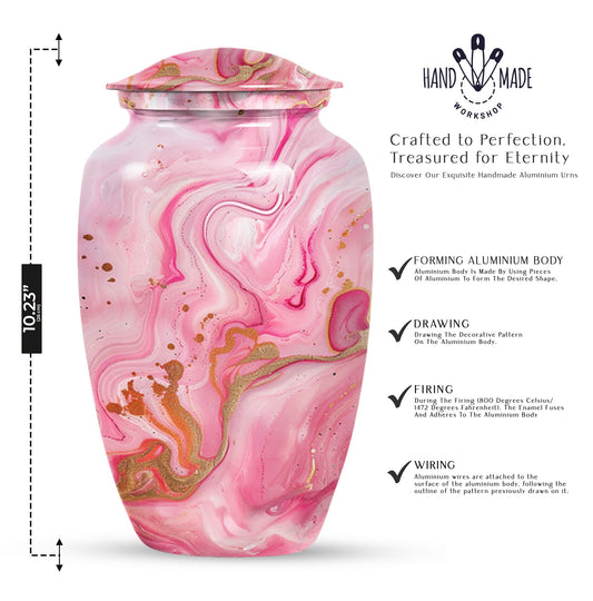 Vibrant Swirl Urn, large Abstract Aluminium burial urn for ashes for women