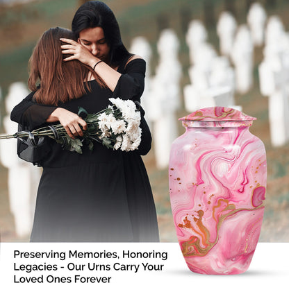 Vibrant Swirl Urn, large Abstract Aluminium burial urn for ashes for women