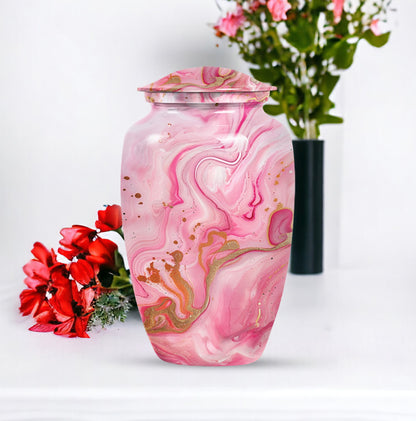 Vibrant Swirl Urn, large Abstract Aluminium burial urn for ashes for women