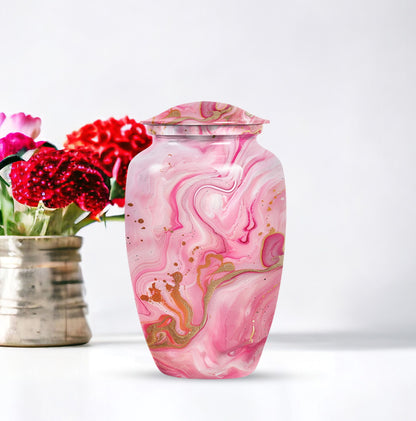 Vibrant Swirl Urn, large Abstract Aluminium burial urn for ashes for women
