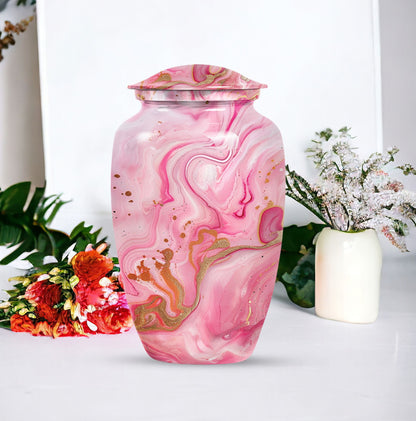 Vibrant Swirl Urn, large Abstract Aluminium burial urn for ashes for women
