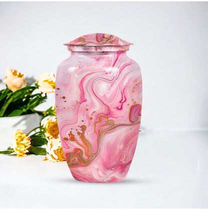 Vibrant Swirl Urn, large Abstract Aluminium burial urn for ashes for women