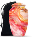 A 10 inch Vibrant Swirl memorial urn for burial, with an aluminimum finish in an abstract design