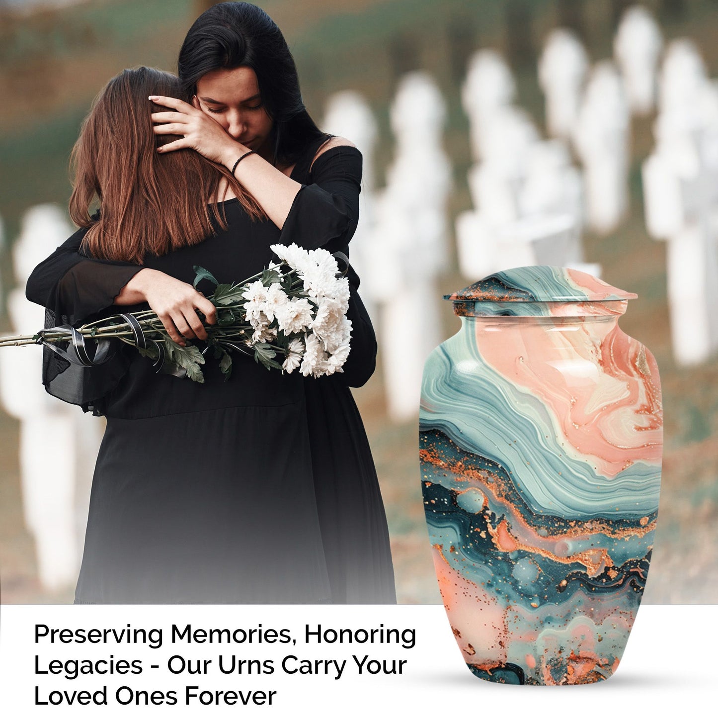 10-inch Vibrant Swirl Urn.