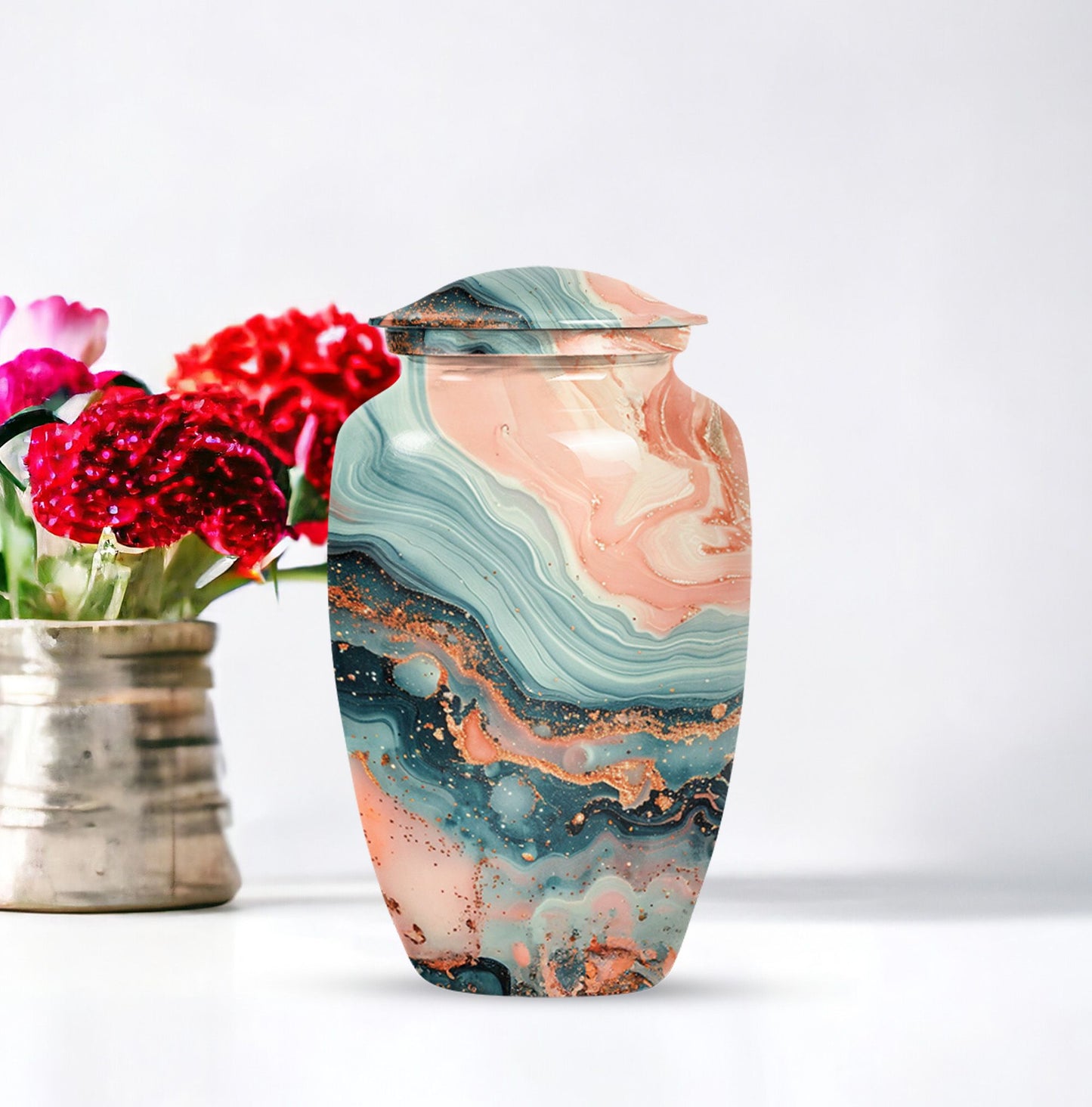 10-inch Vibrant Swirl Urn.