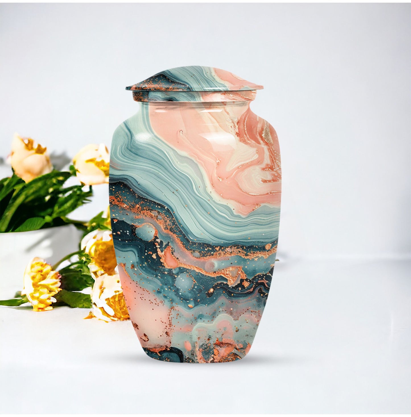 10-inch Vibrant Swirl Urn.