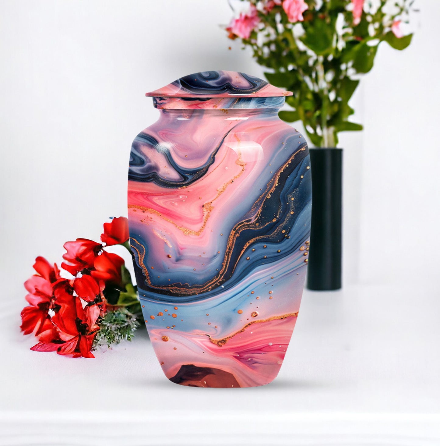 Abstract design, 10-inch Vibrant Swirl Urn