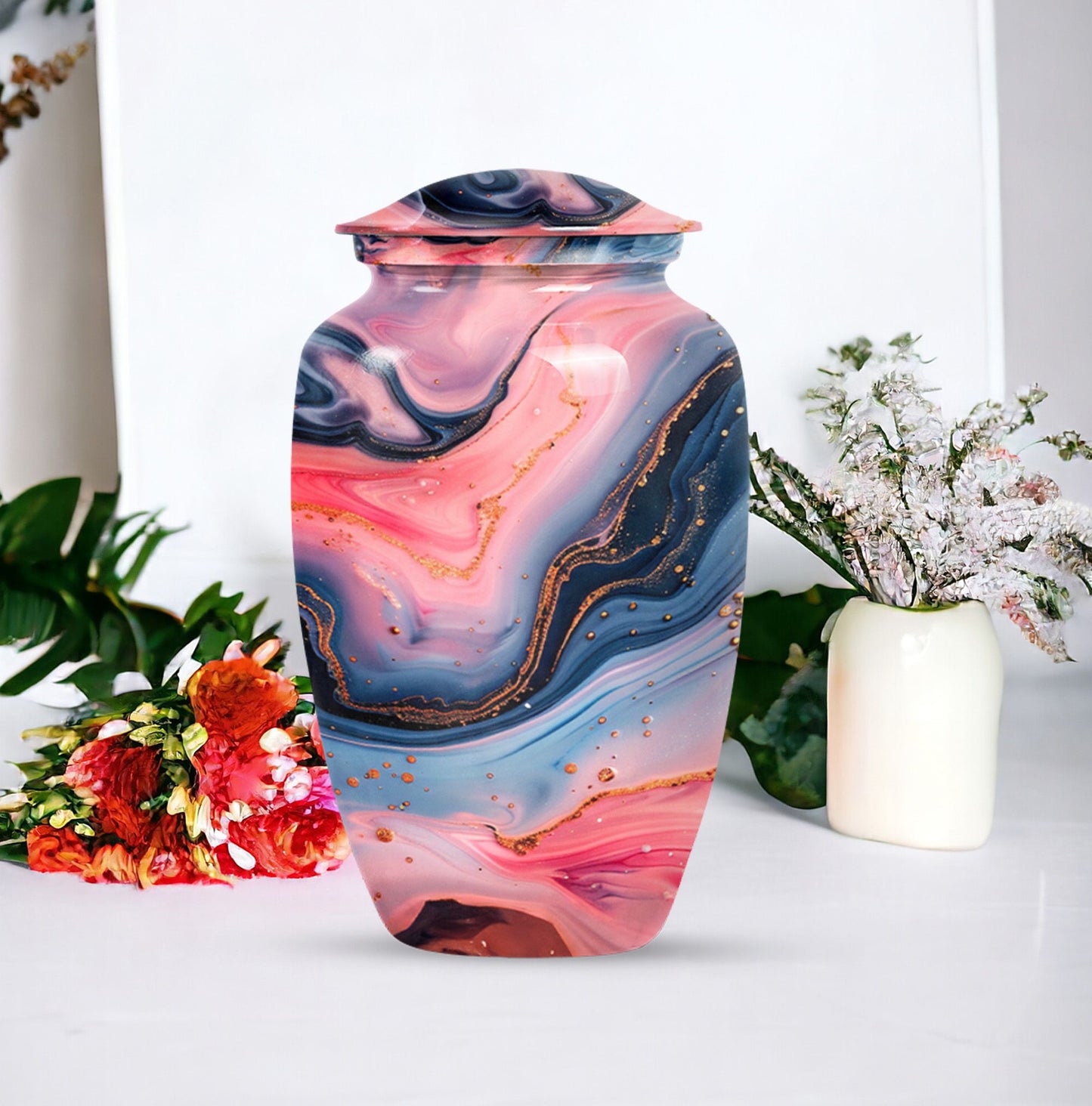 Abstract design, 10-inch Vibrant Swirl Urn
